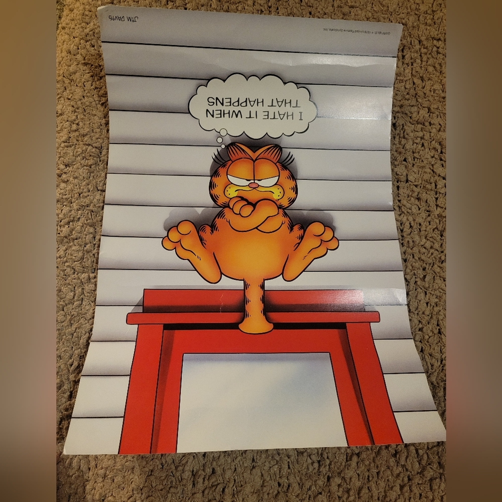 VINTAGE JIM DAVIS 1978 GARFIELD POSTER ARGUS I HATE IT WHEN THAT HAPPENS
